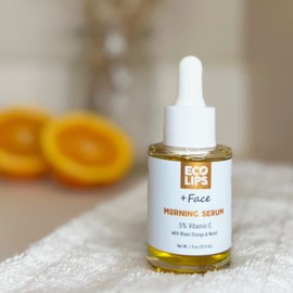 Eco Lips + Face Morning Vitamin C Facial Serum with Cloudberry & Hyaluronic Acid 1 oz. glass dropper bottle made by Eco Lips