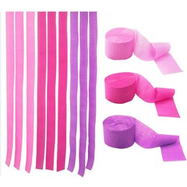 CC wonderland zone 6 Rolls Crepe Paper Pink, Crepe Ribbons for Party Celebration Decoration, Each 4.5 cm x 25 m (Pink/Rose Red/Light Purple)