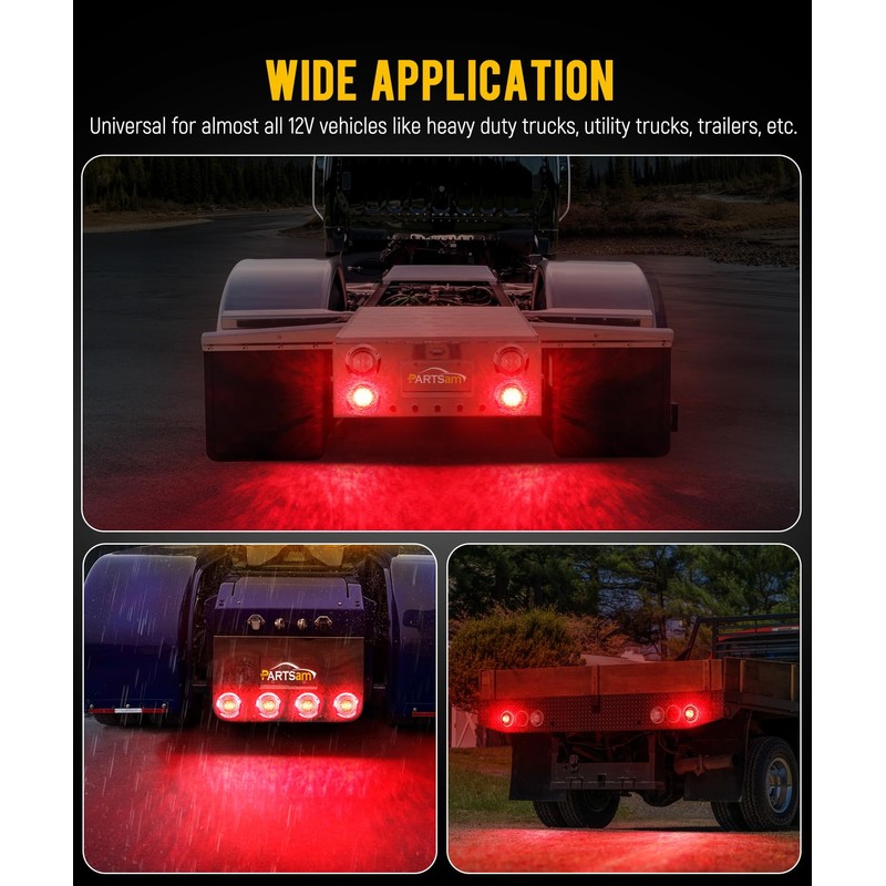 Partsam 2Pcs Watermelon Lights Red LED Stop Turn Tail Marker