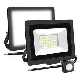 RIGIDON 2 x 30 W 3000 LM Outdoor Motion Sensor LED Spotlight, Outdoor LED Lamp, 6000 K Cool White LED Floodlight, Outdoor Light, Waterproof Outdoor Light Floodlight for Garden, Garage, Carport, House