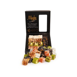 Mughe Gourmet Luxury Sultan Pistachio Turkish Delight Candy Elegant Gift Box - 12.35oz-350g-16pc - Lokum Delights Orange, Hazelnut, Almonds - Perfect Gifts for Mother's Day, Father's Day, Birthday