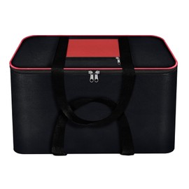 MJ Vision Extra Large Foldable Clothes Storage Bag Underbed Storage Waterproof Bag, Moisture Proof Nylon Thick Blanket Storage Bags, (Size - 54 x 46 x 28) cm, (Red & Black), Pack of 1