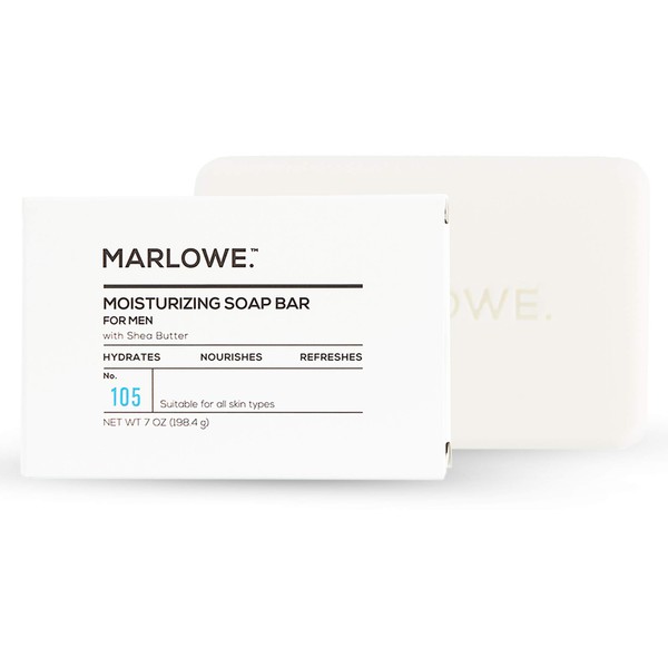 MARLOWE. No. 105 Body Moisturizing Soap for Men 7 oz | Made with Shea Butter & Natural Ingredients for Gentle Cleansing | Rich & Creamy Lather | Awesome Scent