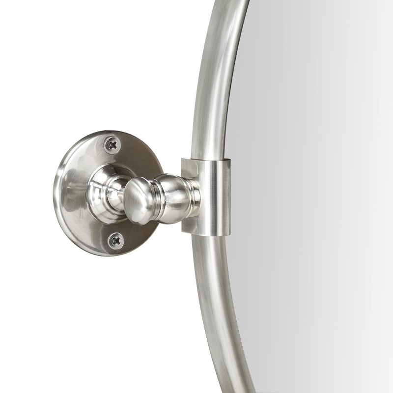 Round Pivot Bathroom Mirror Brushed Nickel Circle Metal Framed Tilting