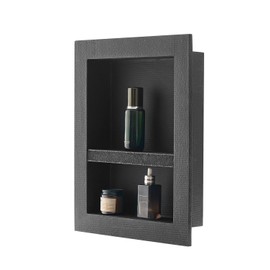 VEVOR Shower Niche, 16 x 20 x 4 inch Recessed Wall Niche with Movable Divider Shelf, Modern Soap & Shampoo Storage Organizer, Square Corners, Sealed Waterproof Design, Black for Bathroom Shower