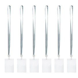 SAASDAD 20 Clear Plastic Vertical Name Tag Badges and 20 Lanyard ID Cards Reusable Lanyard for Business, School and Conferences (Gray), Grizzly