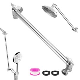 Hoozivt Stainless Steel Adjustable Shower Extension Arm, 12 In, Chrome Plated, Universal Connector, Easy To Adjust, Includes 1 PCS Arm & Tape