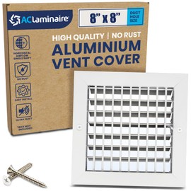 8" x 8" Duct Hole Aluminum Single Deflection Adjustable Air Supply Register, Decorative HVAC Vent Cover, Ceiling & Wall AC Deflector, Heating & Cooling Supply with Multi-Shutter Damper – ACLAMINAIRE