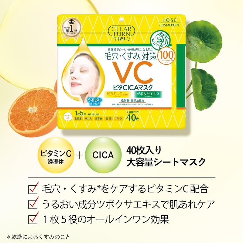 Kose Clear Turn Vita CICA Face Pack, Pores and Dullness