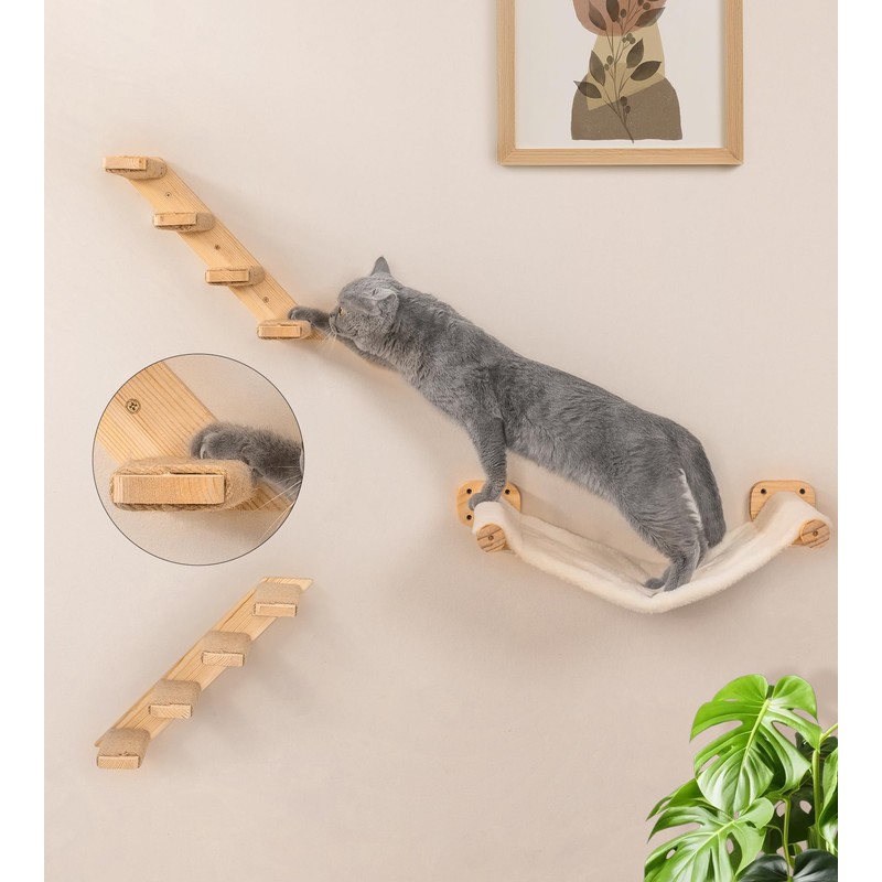 Cat Wall Hammock Set of 3, Wall Shelves with 1