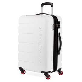 SwissGear 7366 Hardside Expandable Luggage with Spinner Wheels, White, Checked-Medium 23-Inch