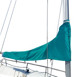 SavvyCraft Waterproof Mainsail Boom Cover, Heavy Duty 600D Sailboat Mainsail Cover UV Protection Weather-Resistant, Boom Length 11'-12' Teal