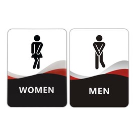 Restroom Sign for Business - ADA Compliant Braille Bathroom Sign with Double Sided Tape to Secure Perfectly in Less Than a Minute (White)
