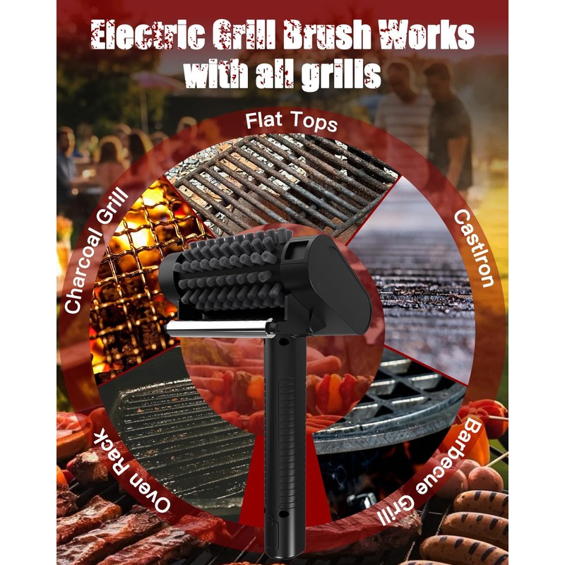 D10 Electric BBQ Grill Cleaner, Bristle-Free Cordless Brush for Grill