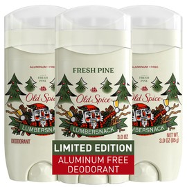 Old Spice Aluminum Free Deodorant for Men, Holidudes Limited Edition, 24/7 Holiday Freshness, Odor Protection, Stocking Stuffer, Lumbersnack with Fresh Pine Scent, 3.0 oz (Pack of 3)