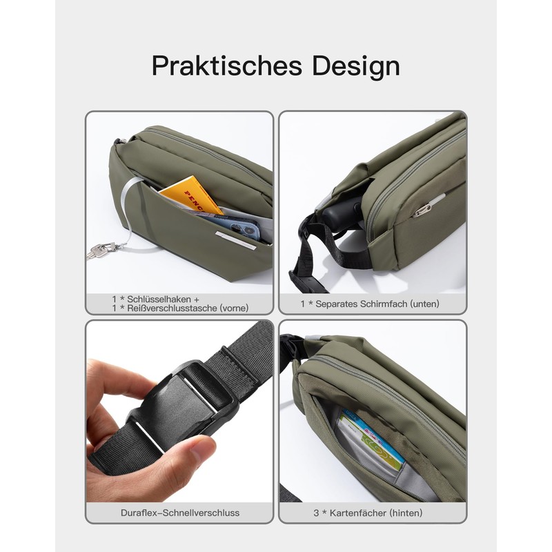 Inateck Sling Bag, Stylish Shoulder Bag with Adjustable Shoulder Strap,