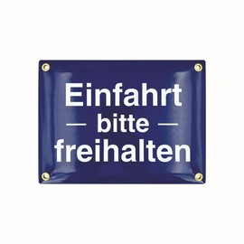 Sosenco Einfahrt bitte freihalten Sign - 15 x 20 cm - Ceramic Enamel - Weatherproof - Tin Sign - Enamel Sign - Parking Prohibited (Blue)