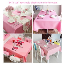 1 Pack Plastic Tablecloths Disposable Table Covers 54 inch x108 inch Rectangular Disposable Party Table Cover Suitable for Birthday, Graduation, Restaurant, Wedding Decoration Tablecloth (Pink)