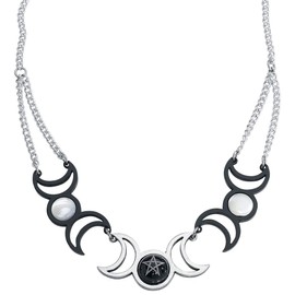 Alchemy Gothic Tres Lunae Pendant Necklace Silver-Coloured