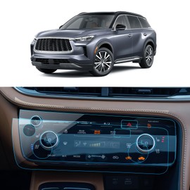 LANTU 2PCS Car Screen Protector for Infiniti QX60 2022 2023 2024 2025 Accessories Air Conditioner Nano Touchscreen Protector Film HD Clear Anti Fingerprint