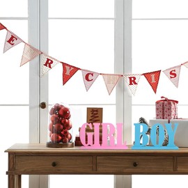 Tiiyee Boy or Girl Wooden Sign, Gender Reveal Table Decorations Wood Letter Blocks Party Banner Fingerprint Tree Signage Baby Shower Backdrop Decorative Centerpieces for Announcements Photo Prop