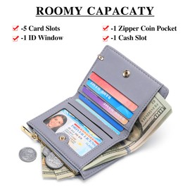 FALAN MULE Small Wallet for Women RFID Blocking Purse for Women Bifold Card Holder Small Purse with Zipper Coin Pocket Women's Wallets for Cash, Cion, Card, Bill