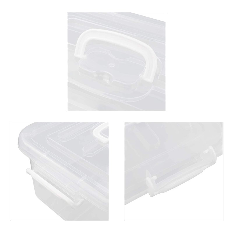 Asking Plastic Latching Storage Box with Handle, Lidded Clear Bin,