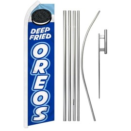 Trade Winds Deep Fried Oreos Blue Super Swooper Flag & Flag Pole Kit & Ground Spike, 11.5' x 2.5'