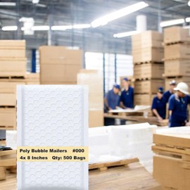 iMBAPrice 4x8 Inches White Color Polybubble Bag, 500-Pack Small Size #000 Self Seal Poly Bubble Mailers Padded Packing Envelopes (Total 500 Bags)