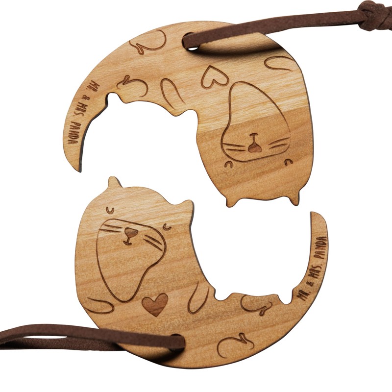 Mr. & Mrs. Panda Couple Key Ring Otter Circle, neutral