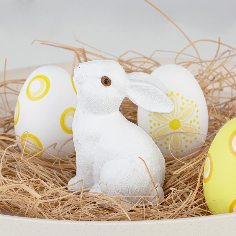 XIANNVXI Rabbit Easter Decoration White Polyresin Decorative Rabbit Easter Bunny