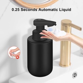 Automatic Soap Dispenser, Ceramic Automatic Foam Soap Dispenser, IPX5 Waterproof Electric Soap Dispenser with Matte Glaze Process for Kitchen, Bathroom, Hotel (Black)
