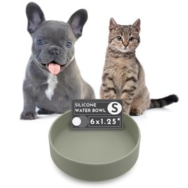 Should We Go? The Perfect Dish - Durable Dog Water Bowl - No Spill - Less Mess Non-Tippable Water & Food Bowl, Pure Silicone, Spill Proof with Suction Cup, Suitable for All Pets, Small-Sage
