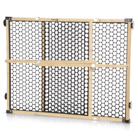 Safety 1st Bamboo Baby Gate for Doorways, No Drill Gate with Door, Dog Gates, Fits 28"-42", 24" High, Bamboo and Black