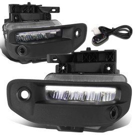 DNA MOTORING FL-ZTL-351-CH Pair of Chrome Clear Lens LED Light Bar Fog Lights Compatible with 2019-2022 Ram 1500