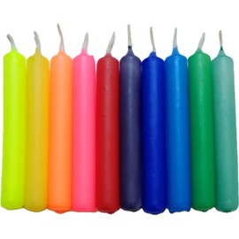 GLOWYBOX Geburtstagskerzen für Kerzenring Kerzen für Kindergeburtstag bunte Kinderkerzen Geburtstagszug Minikerzen bunt Baumkerzen bunt neon dip Dye Kerzen Regenbogen 1-farbig