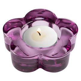 Karma, Glass Flower Tealight Holder, Flower Chunky Glass Candle Holder, Glass Votive Candle Holder for Home and Party Decor, Wedding Table Centerpiece, Amethyst