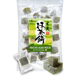 YAMASAN KYOTO UJI Japanese Matcha Agar Mochi Candy, Soft and Chewy Texture, Cute Bite-Size, Traditional Japanese Gummy Sweets, Individually Wrapped, 290g(10.2oz)
