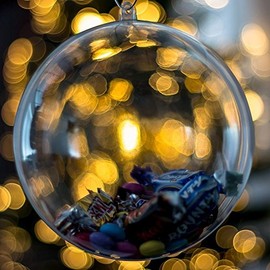 Yolli x5 Baubles Christmas Decorations 120mm Fillable Empty Clear Plastic