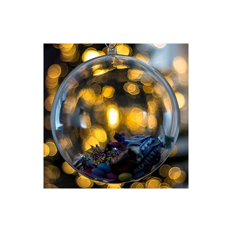 Yolli x5 Baubles Christmas Decorations 120mm Fillable Empty Clear Plastic