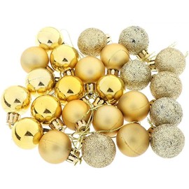Gold Plastic Christmas Tree Ornaments Set, 32 Pieces, Shatterproof Hanging 2.5mm Balls for Party, Wedding, Holiday Decoration
