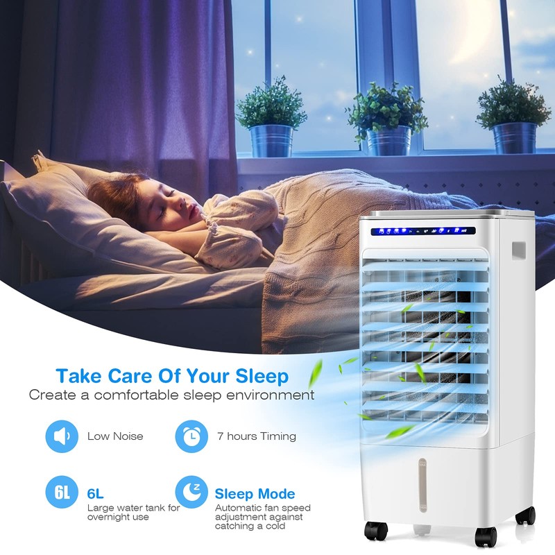 COSTWAY Portable Evaporative Air Cooler for Room, Include Remote Control,