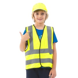 AYKRM Safety vest for children, high visibility vest, reflective safety vest, yellow