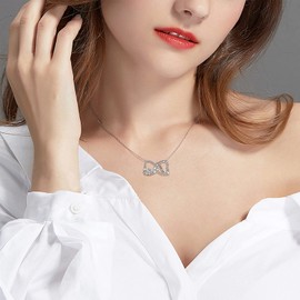 ASLBUNM 925 Sterling Silver Mom Necklace Always My Mother Forever My Friend Love Heart Infinity Pendant Necklaces Mother Daughter Jewelry Christmas Gift for Women