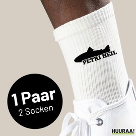 Huuraa Unisex Tennis Socks Petri Heil Fischergruß Gift Size 8/11 White Petri Heil Present