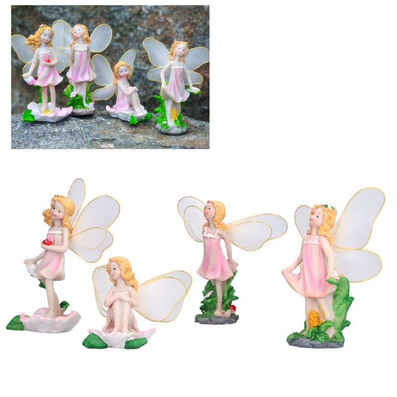 4Pcs Flower Fairies Figurines Statue Garden Home Ornament Resin Model
