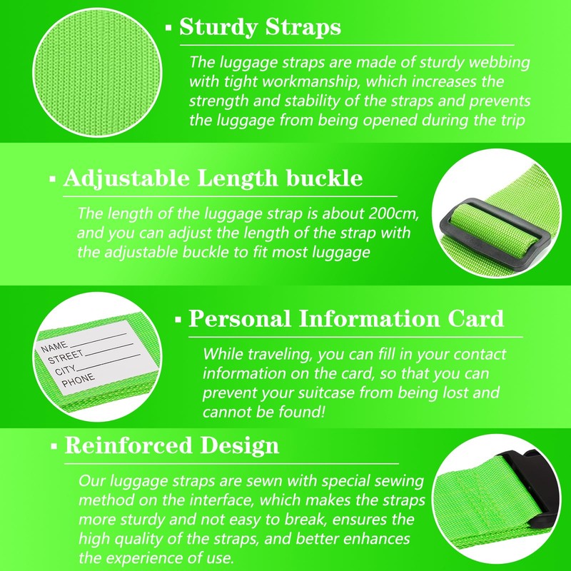 2 Pack Luggage Straps, Adjustable Luggage Straps for Suitcases, Heavy