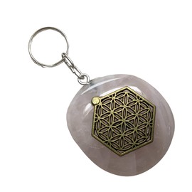 Krio® Key Ring – Rose Quartz/Accessory With The Flower Of Life Application