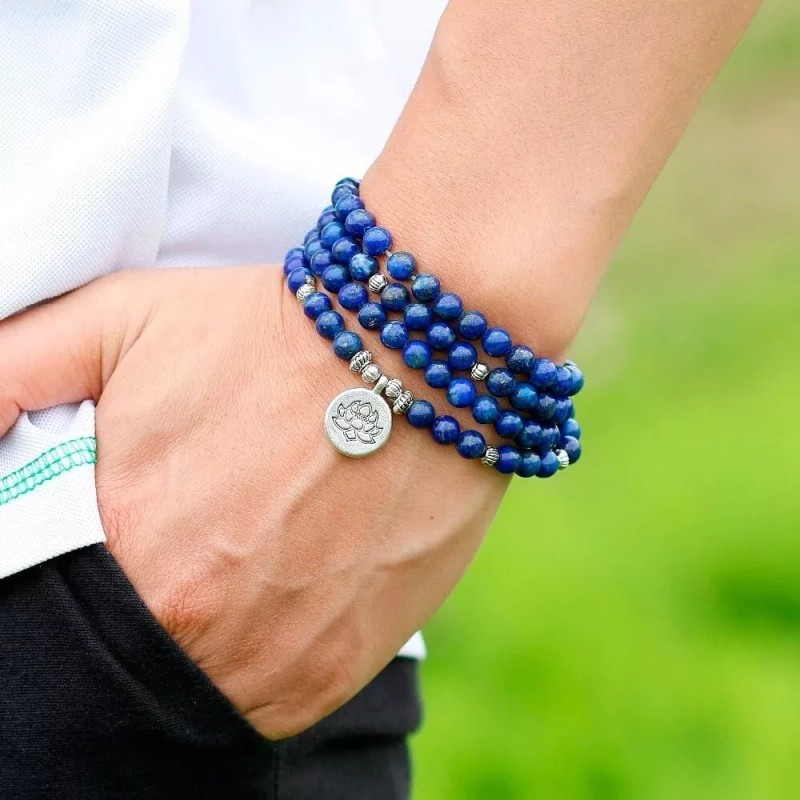 Unbranded 108 Mala Beads Prayer Lapis Lazuli Necklace Multi Strands