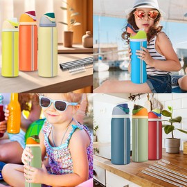 Durable Reusable 304 Stainless Steel Straws Set - 6PCS with 2 Cleaning Brushes - Compatible with Owala Water Bottles - Eco-Friendly, Leak-Proof, Easy Clean